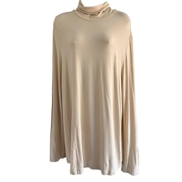 Vintage Geiger Collections Woman's Sz 42 (XL)  Beige Turtleneck Tunic Top - Picture 1 of 7